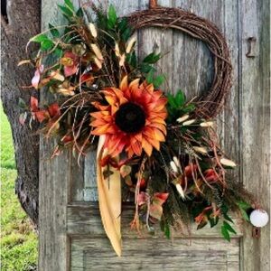 Rustic Sunflower Wreath with Greenery